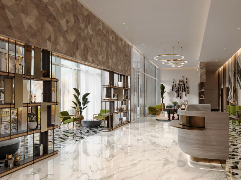 DoubleTree-inspired arrival lobby and reception